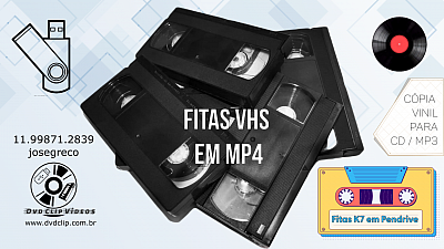 LP para CD ou MP3 - Fita K7 & VHS para Pendrive