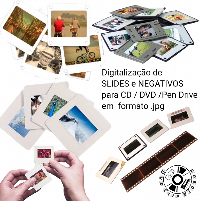 Digitalização de  SLIDES e NEGATIVOS para CD / DVD /Pen Drive em  formato .JPEG