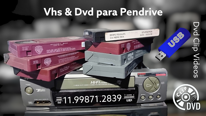 Conversão e Digitalização de Fitas Vhs em Pendrive. Transformo também DVD e Blu-ray em MP4.