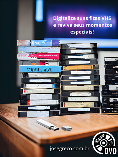 Digitalização de fitas VHS - Reviva seus momentos especiais!**Digitalização de fitas VHS - Reviva seus momentos especiais!